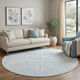 8' Sky Blue And Ivory Animal Print Washable Round Rug With UV Protection
