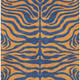 3' X 5' Navy Blue And Orange Animal Print Washable Area Rug With UV Protection