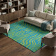 9' X 12' Teal And Lime Green Animal Print Washable Area Rug With UV Protection