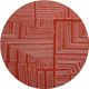 8' Red And Ivory Geometric Washable Round Rug With UV Protection