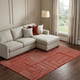 10' X 14' Red And Ivory Geometric Washable Area Rug With UV Protection
