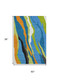 3' X 5' Denim Blue Orange And Lime Green Abstract Washable Area Rug With UV Protection