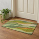 3' X 5' Green Copper And Peach Abstract Washable Area Rug With UV Protection