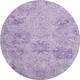 8' Lavender And Ivory Damask Washable Round Rug With UV Protection