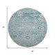 8' Aqua Beige And Taupe Floral Washable Round Rug With UV Protection
