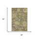 5' X 8' Artichoke Green Gold And Gray Floral Washable Area Rug With UV Protection