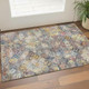 3' X 5' Gold Coral And Blue Abstract Geometric Washable Area Rug With UV Protection