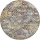 8' Gold Coral And Blue Abstract Geometric Washable Round Rug With UV Protection