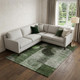 9' X 12' Fern Green Gray And Silver Geometric Washable Area Rug With UV Protection