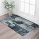 3' X 5' Teal Gray And Silver Geometric Washable Area Rug With UV Protection