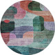 8' Green Orange Purple And Teal Abstract Geometric Washable Round Rug With UV Protection