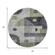 8' Artichoke Green Silver And Gray Geometric Washable Round Rug With UV Protection