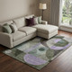 10' X 14' Olive Green Purple And Brown Geometric Washable Area Rug With UV Protection