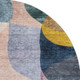 8' Green Purple Gold And Teal Abstract Geometric Washable Round Rug With UV Protection