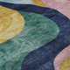 9' X 12' Green Orange Teal And Pink Abstract Washable Area Rug With UV Protection