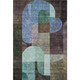 9' X 12' Brown Blue And Green Abstract Geometric Washable Area Rug With UV Protection