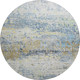 8' Blue Gold And Beige Abstract Washable Round Rug With UV Protection