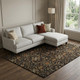 10' X 14' Black Gold And Blue Oriental Washable Area Rug With UV Protection