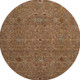 8' Rust Gold And Blue Oriental Washable Round Rug With UV Protection