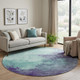 8' Aqua And Purple Abstract Washable Round Rug With UV Protection