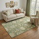 5' X 8' Artichoke Green Beige And Copper Floral Medallion Washable Area Rug With UV Protection