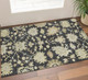 3' X 5' Black Beige And Gold Floral Medallion Washable Area Rug With UV Protection