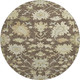 8' Chocolate Beige And Ivory Floral Medallion Washable Round Rug With UV Protection