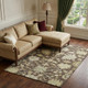 9' X 12' Chocolate Beige And Ivory Floral Medallion Washable Area Rug With UV Protection