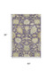 3' X 5' Eggplant Beige And Sage Floral Medallion Washable Area Rug With UV Protection