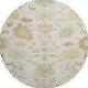 8' Ivory Beige And Copper Floral Medallion Washable Round Rug With UV Protection