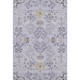 9' X 12' Lavender Gray And Gold Floral Washable Area Rug With UV Protection