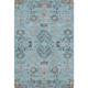 9' X 12' Sky Blue Beige And Gray Floral Washable Area Rug With UV Protection