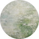 8' Artichoke Green And Beige Abstract Washable Round Rug With UV Protection