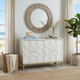 40" White Carved Geometric Sideboard with Two Doors