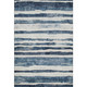 5' X 8' Denim Blue And Ivory Striped Washable Area Rug With UV Protection