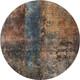 8' Blue Copper And Gray Abstract Washable Round Rug With UV Protection
