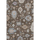 10' X 14' Chocolate Blue And Beige Floral Washable Area Rug With UV Protection