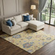 9' X 12' Gold Blue And Ivory Floral Washable Area Rug With UV Protection