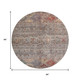 8' Gray Copper And Blue Tribal Washable Round Rug With UV Protection