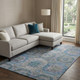 9' X 12' Blue Gray And Silver Geometric Washable Area Rug With UV Protection