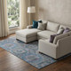 10' X 14' Blue Gray And Silver Geometric Washable Area Rug With UV Protection
