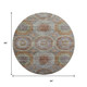 8' Rust Charcoal And Beige Geometric Washable Round Rug With UV Protection