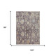 8' X 10' Eggplant Beige And Blue Floral Washable Indoor Outdoor Area Rug