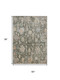 3' X 5' Fern Green Beige And Blue Floral Washable Indoor Outdoor Area Rug