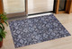 3' X 5' Navy Blue And Plum Floral Washable Indoor Outdoor Area Rug