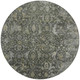 8' Pewter And Gray Round Damask Washable Indoor Outdoor Area Rug