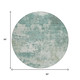8' Aqua And Ivory Round Abstract Washable Indoor Outdoor Area Rug