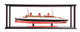 15" Black and Red Solid Wood Hand Painted Normandie Large Display Case Model Boat