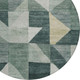 8' Artichoke Green And Wheat Round Geometric Washable Indoor Outdoor Area Rug