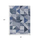 8' X 10' Denim Blue And Ivory Geometric Washable Indoor Outdoor Area Rug